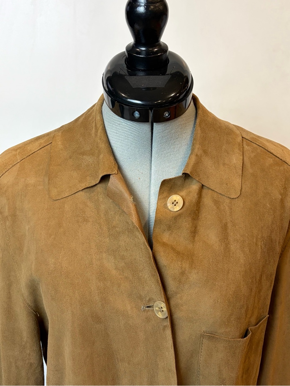Nigel Preston Suede Button-Front Shirt/Jacket, tan, unlined, S, EUC - Picture 3 of 15